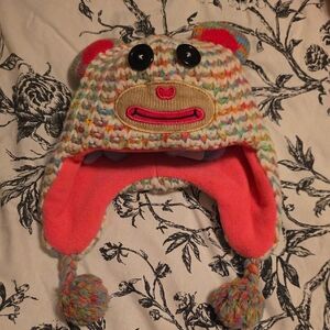 12-24 Month Old Baby Crocheted With Pom Poms Beanie Toboggan Hat EUC